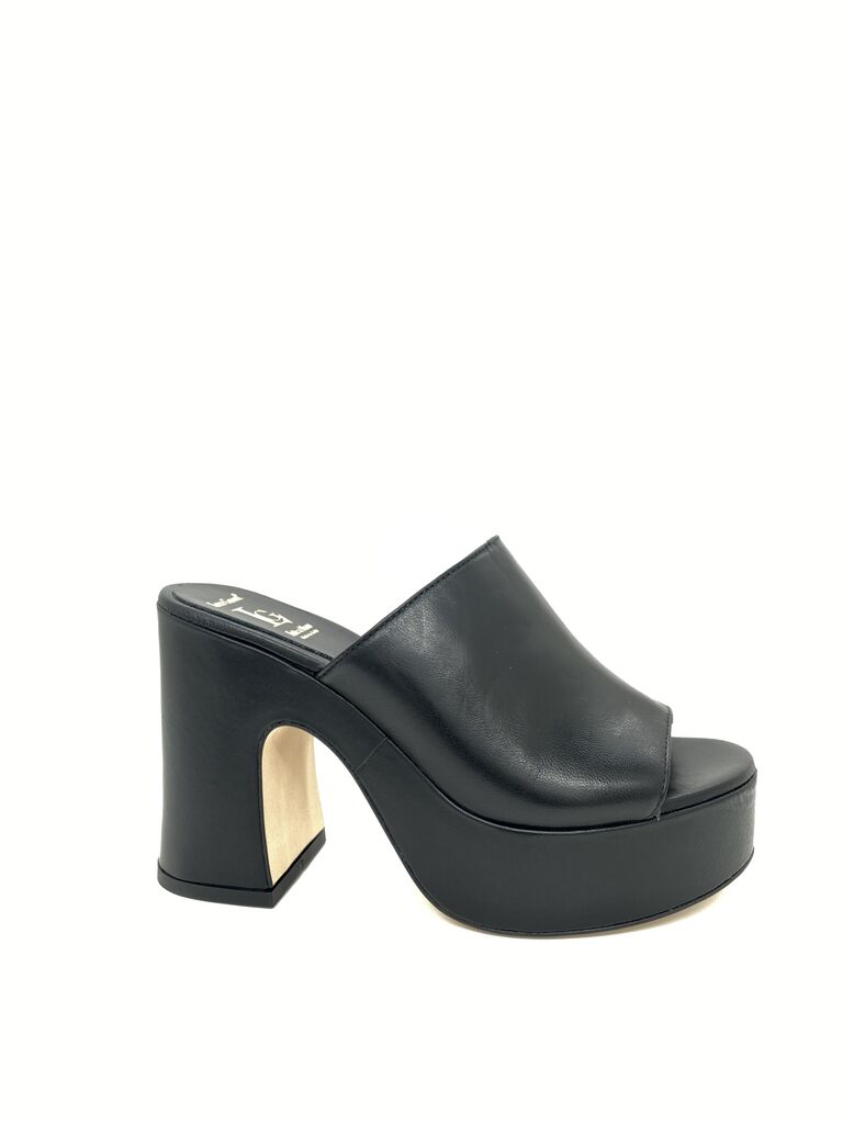 Black Platform Mule with Chunky Heel