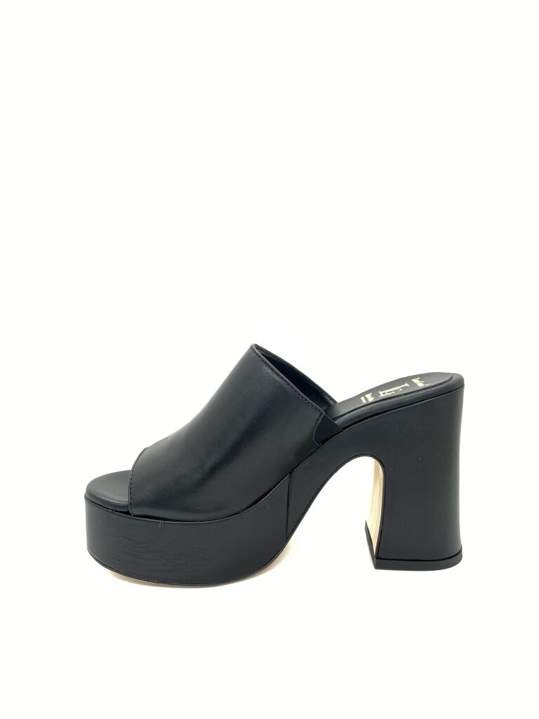 Black Platform Mule with Chunky Heel