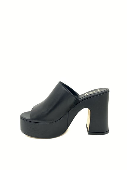 Black Platform Mule with Chunky Heel