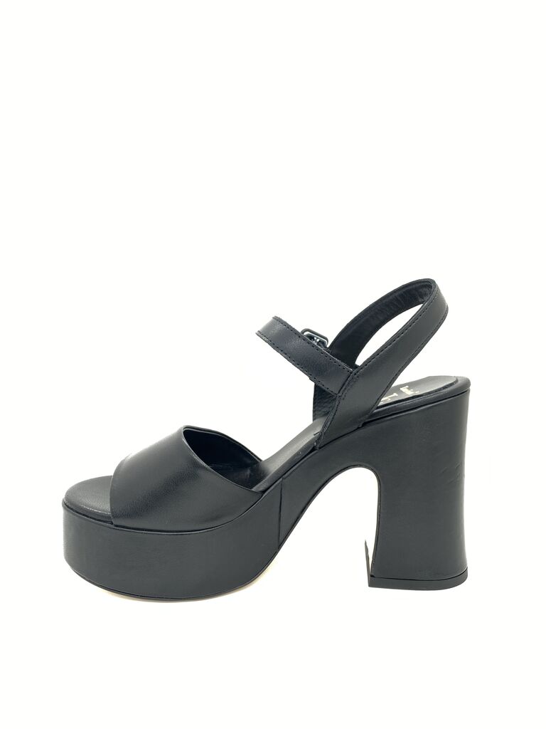 Black Platform Block Heel Sandals with Strap