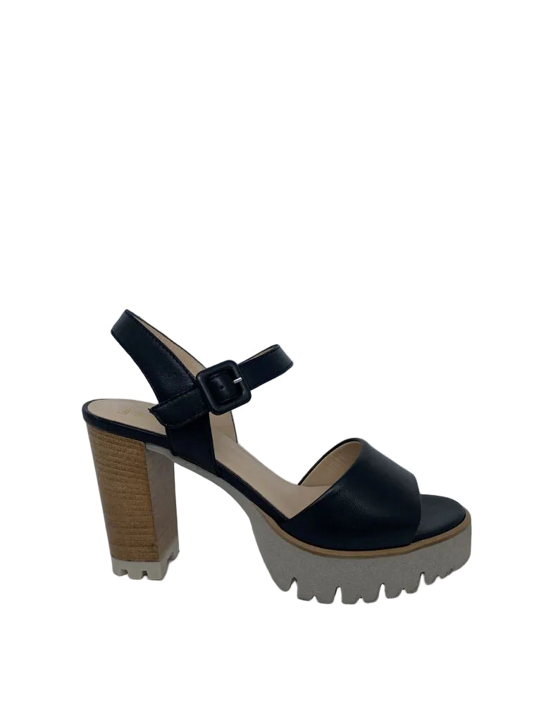 Black Platform Sandal with Chunky Heel