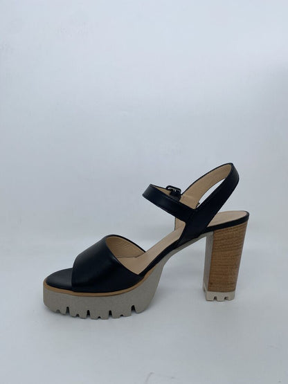 Black Platform Sandal with Chunky Heel