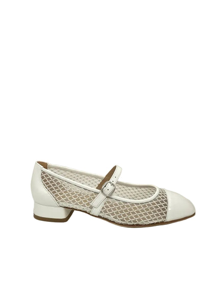White Mesh Mary Jane with Buckle Detail