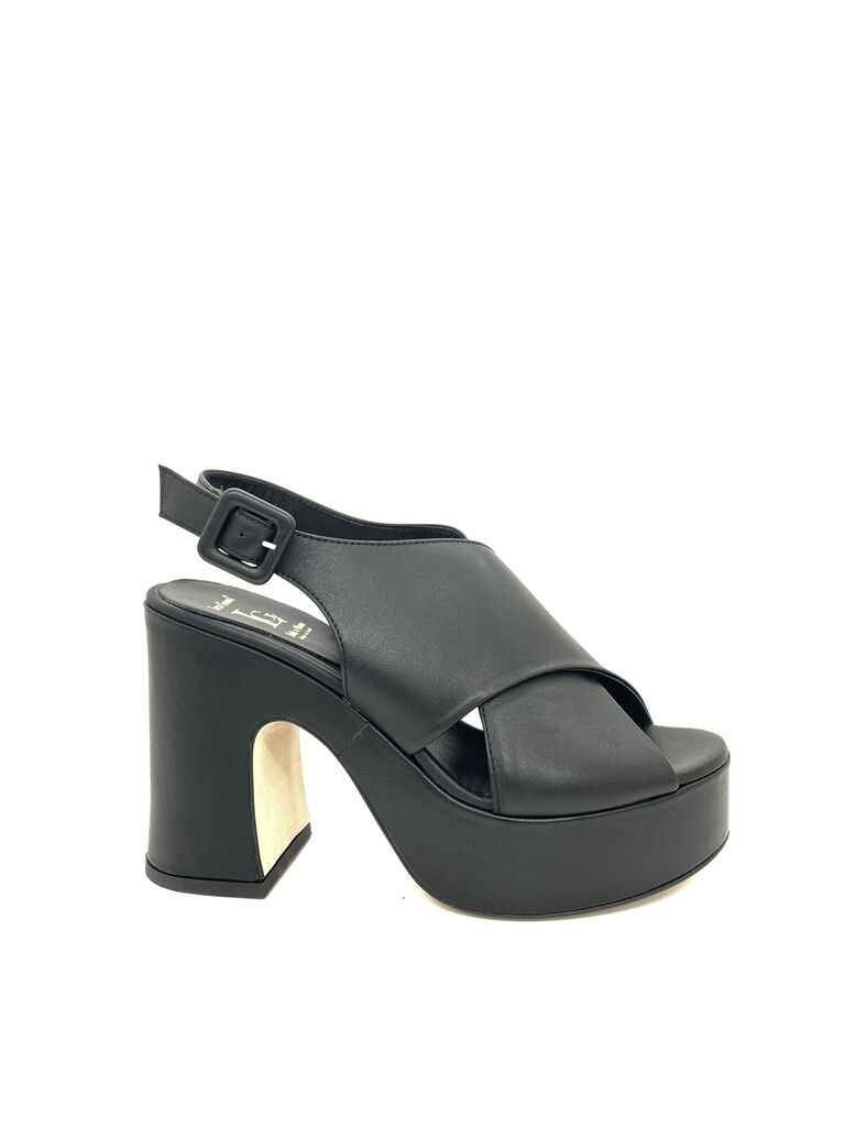 Black Block Heel Platform Sandals