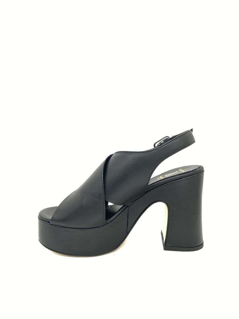 Black Block Heel Platform Sandals
