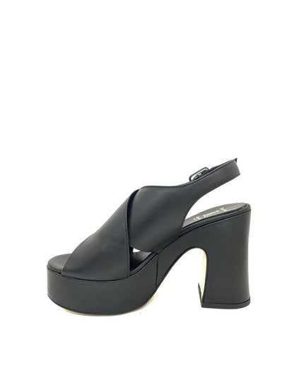 Black Block Heel Platform Sandals