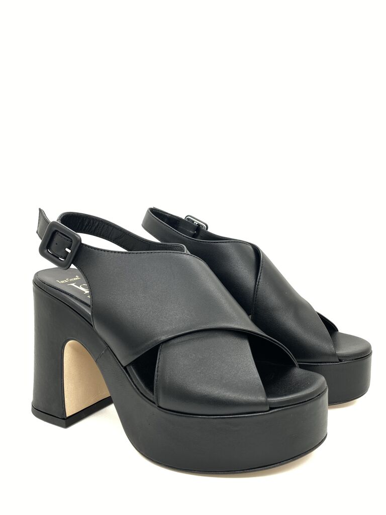 Black Block Heel Platform Sandals