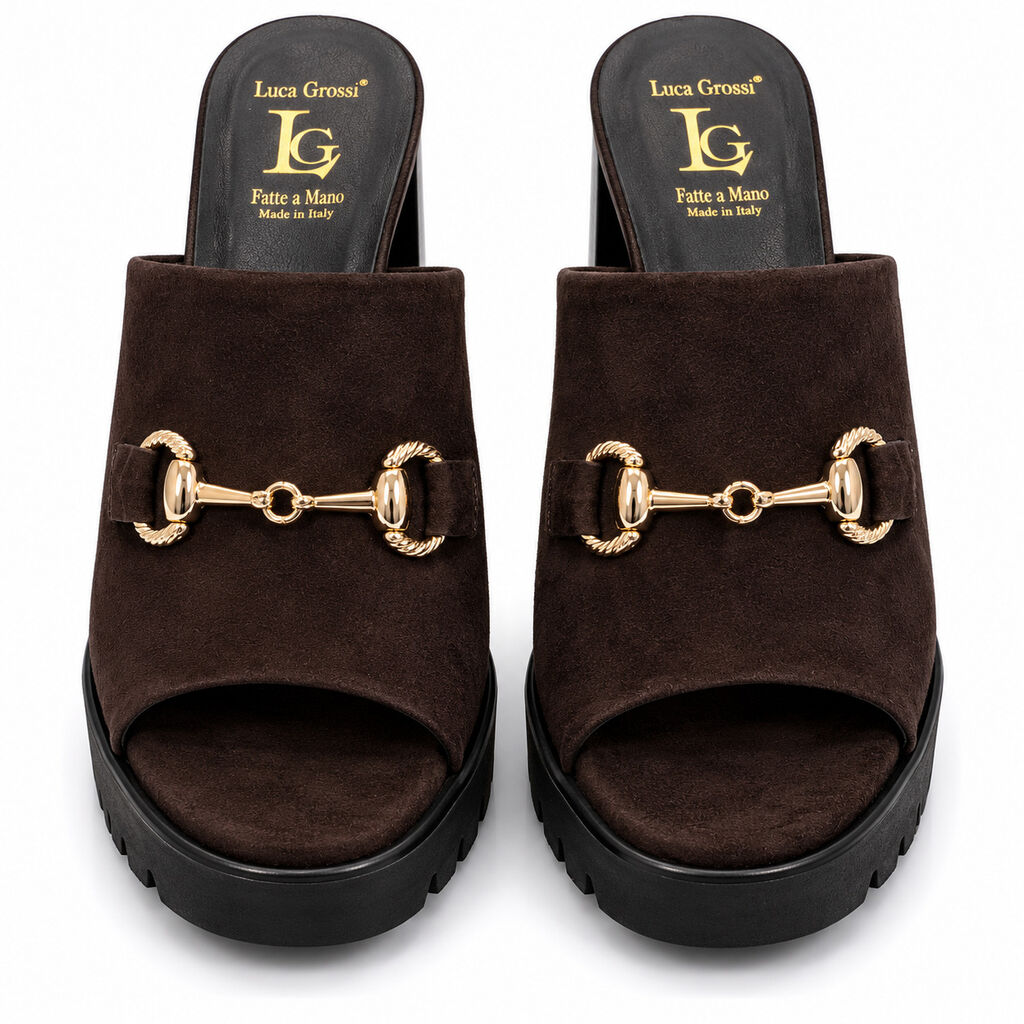 Heeled Mule Open-Toe Camoscio TDM