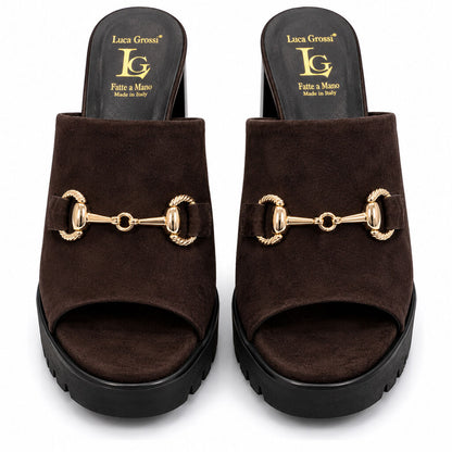 Heeled Mule Open-Toe Camoscio TDM