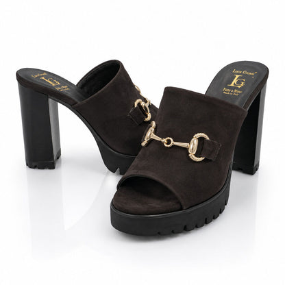 Heeled Mule Open-Toe Camoscio TDM