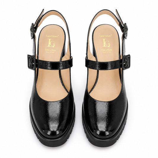Sling-Back Naplak NERO