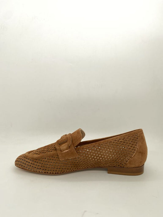 Brown Perforated Loafer with Buckle Detail