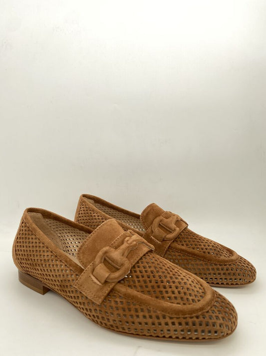 Brown Perforated Loafer with Buckle Detail