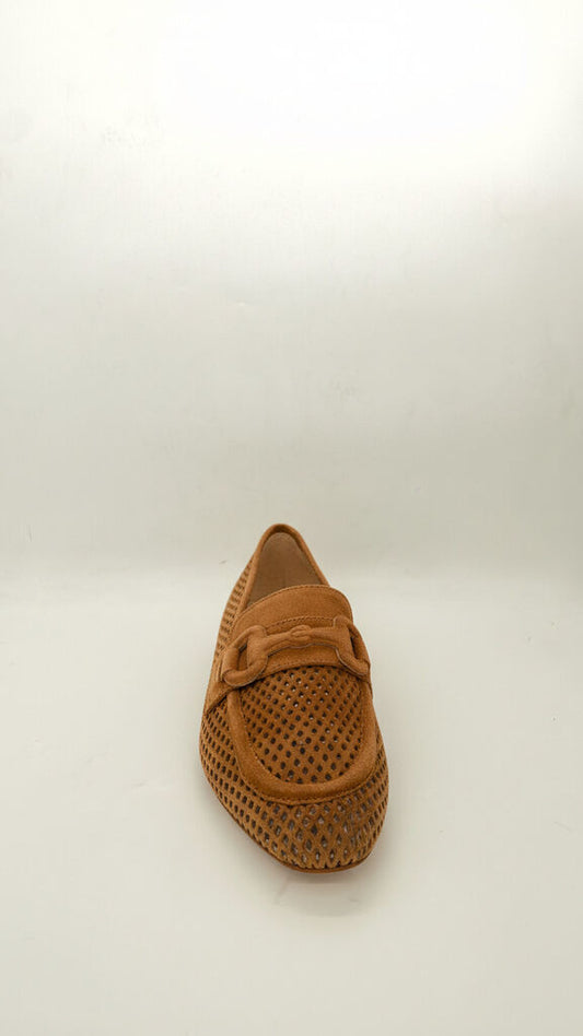 Brown Perforated Loafer with Buckle Detail