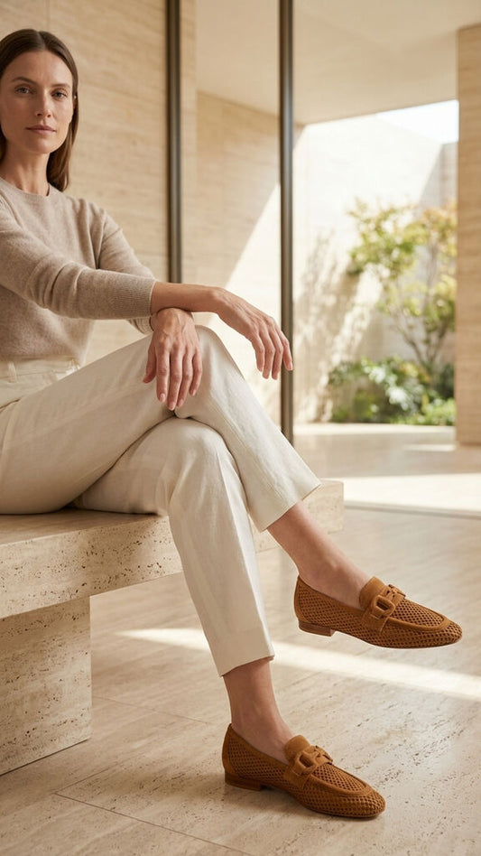 Brown Perforated Loafer with Buckle Detail