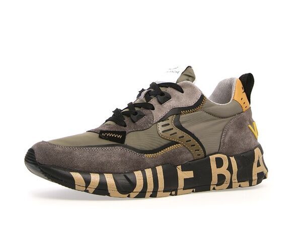 Olive Suede Sneaker with Bold Graphic Sole