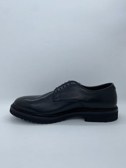Black Leather Derby Shoe with Textured Sole