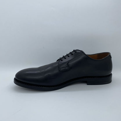 Black Leather Derby Shoes with Lace-Up Detail