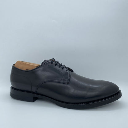 Black Leather Lace-Up Derby Shoe
