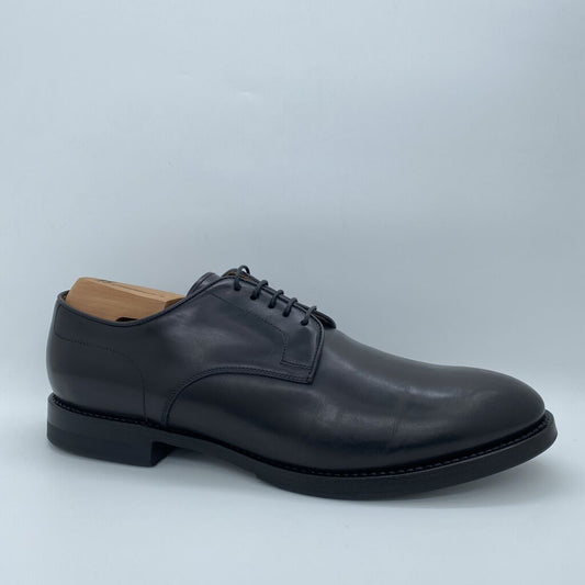 Black Leather Lace-Up Derby Shoe