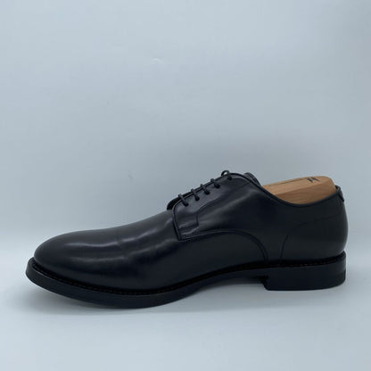 Black Leather Lace-Up Derby Shoe