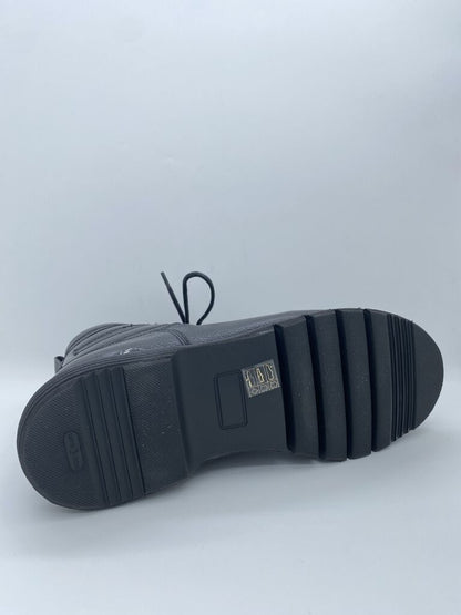 Black Textured Hiking Boot with Cushioned Sole