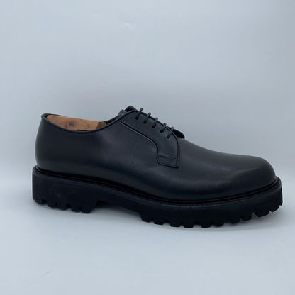Black Leather Derby Shoes with Chunky Sole