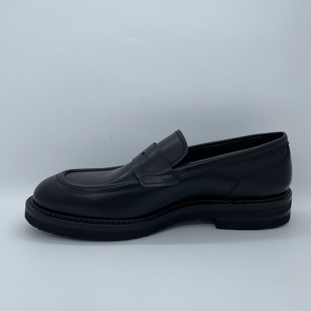 Black Leather Loafers with Chunky Sole