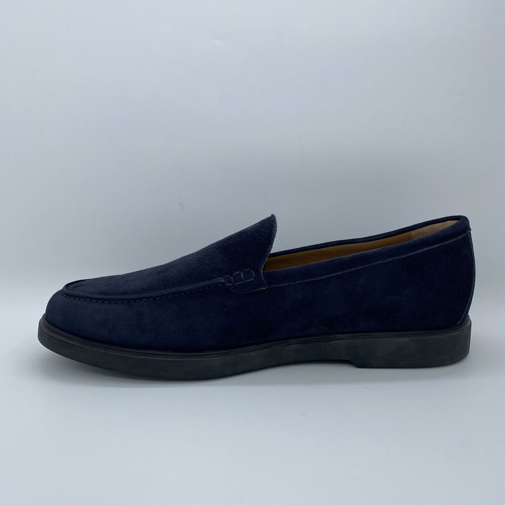 Navy Suede Loafer with Cushioned Sole