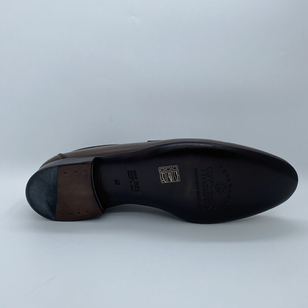 Brown Leather Penny Loafers with Low Block Heel