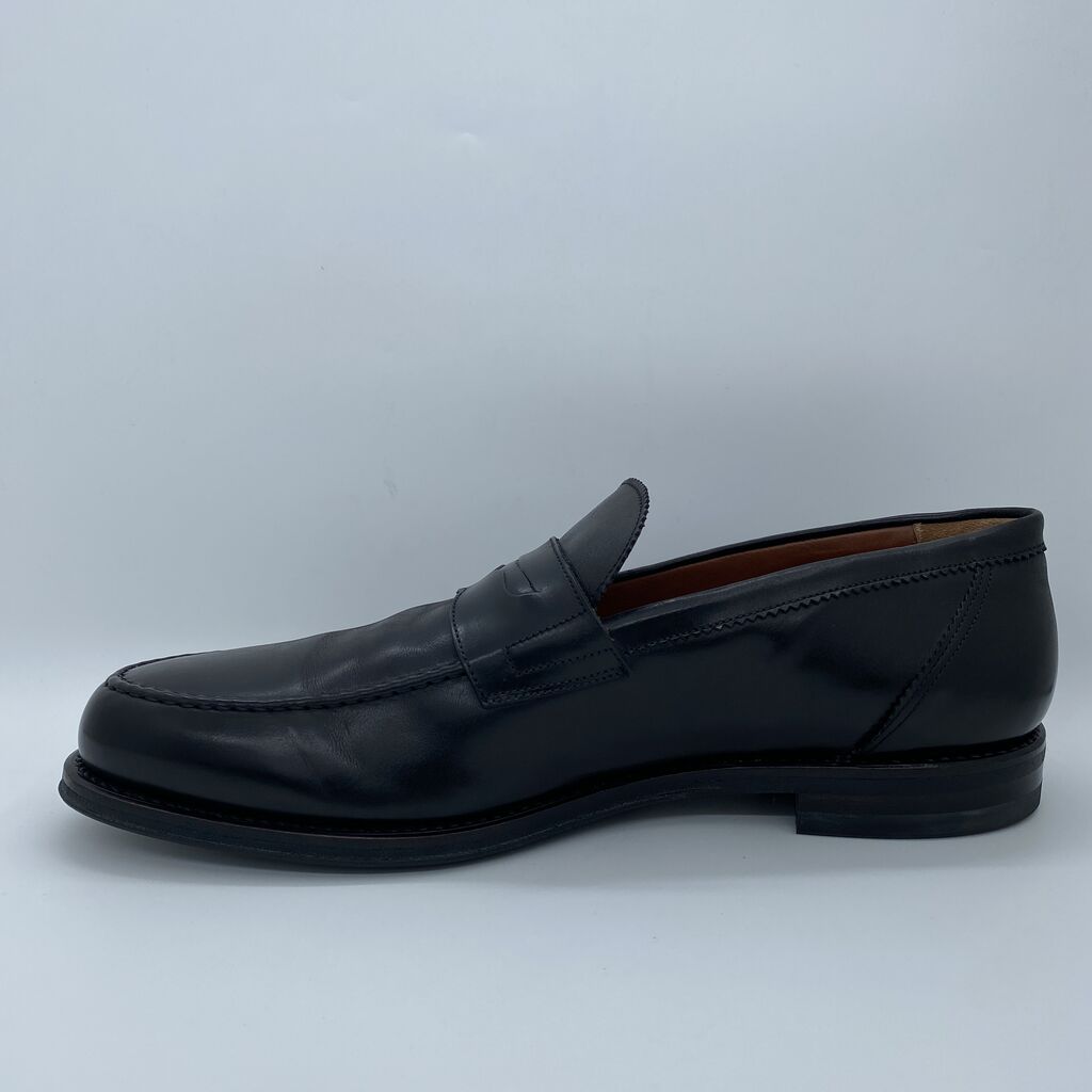 Black Leather Loafer with Classic Penny Strap