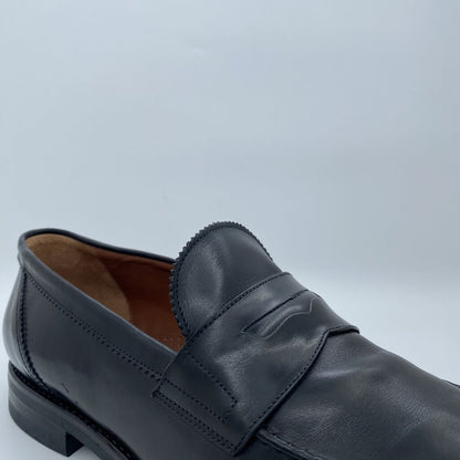 Black Leather Loafer with Classic Penny Strap