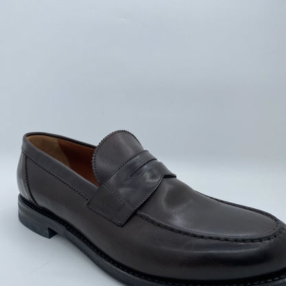 Brown Leather Loafers with Classic Stitching
