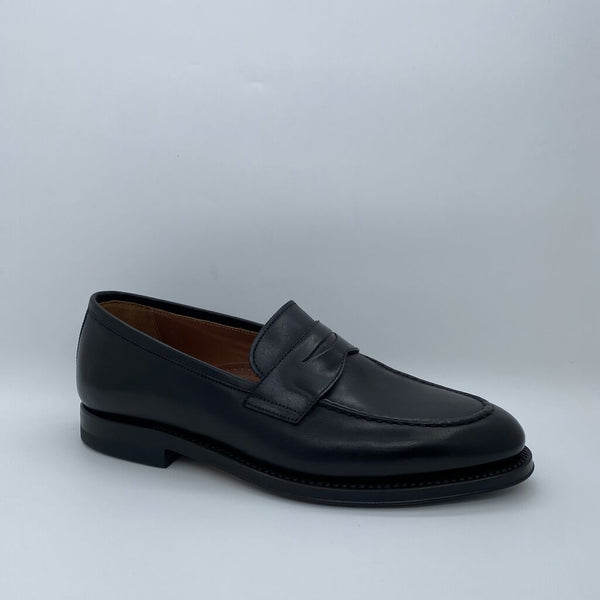 Black Leather Loafer with Penny Strap