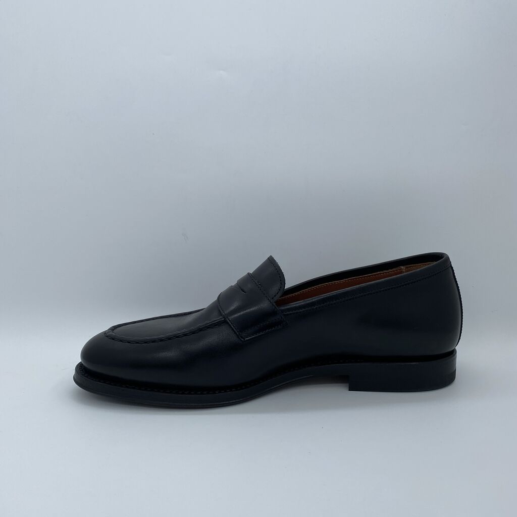 Black Leather Loafer with Penny Strap