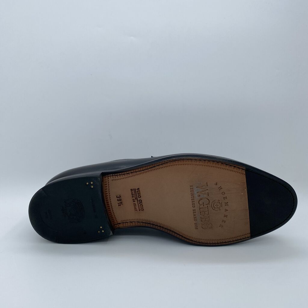 Black Leather Loafer with Penny Strap