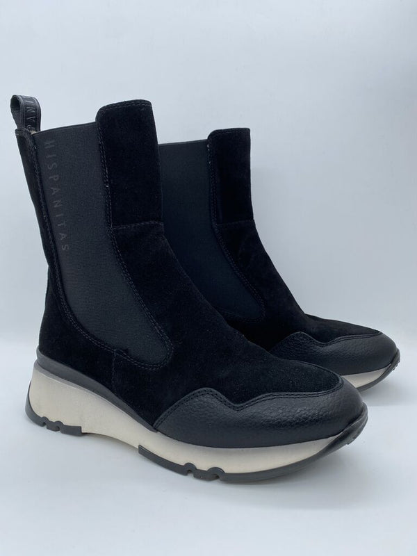 Black Suede Chelsea Boots with Chunky Sole