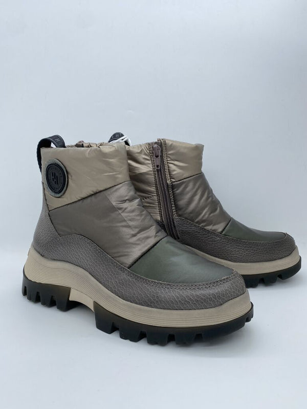 Taupe Quilted Ankle Boots with Side Zipper