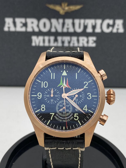 Blue Chronograph Watch with Rose Gold Case