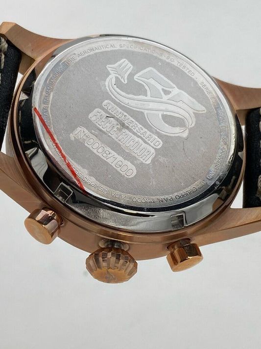 Blue Chronograph Watch with Rose Gold Case