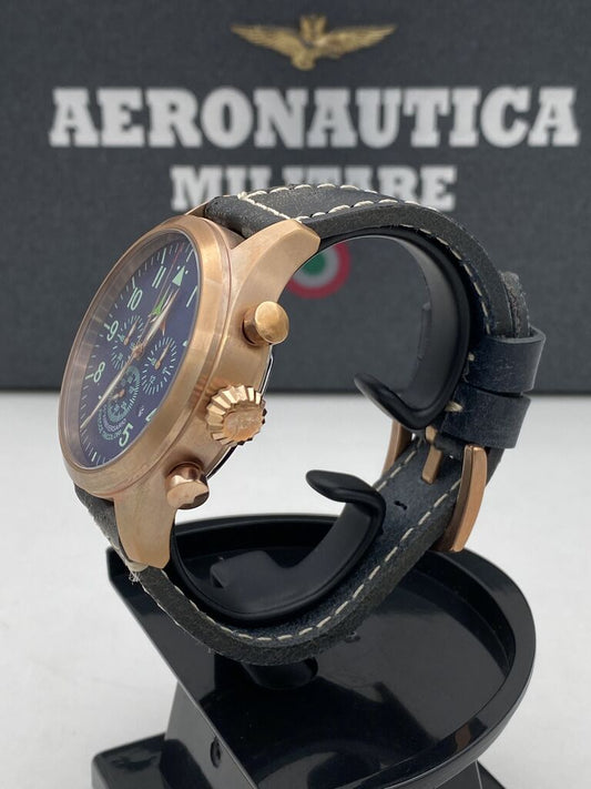 Blue Dial Chronograph Watch with Leather Strap