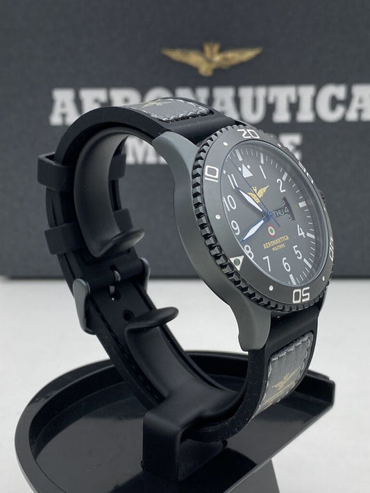 Gray Leather Strap Watch with Day Date Feature