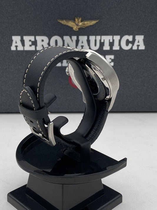 Black Leather Strap Aviation-Inspired Watch