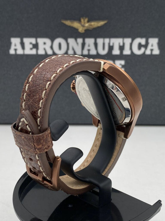 Bronze Chronograph Watch with Leather Strap