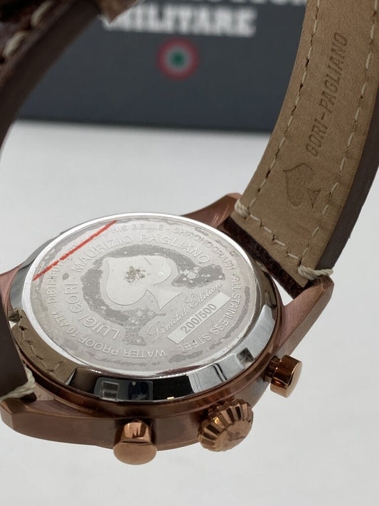 Bronze Chronograph Watch with Leather Strap