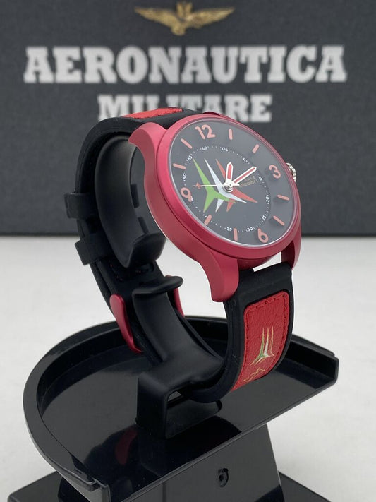 Red Multi-Color Dial Watch with Graphic Detail