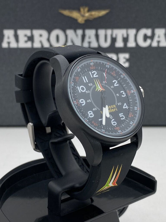 Black Dial Watch with Colorful Markers and Rubber Strap