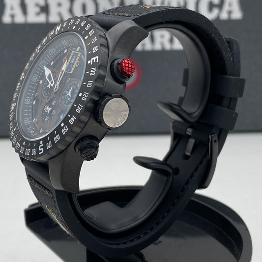 Black Multi-Function Aviator Watch with Compass Bezel