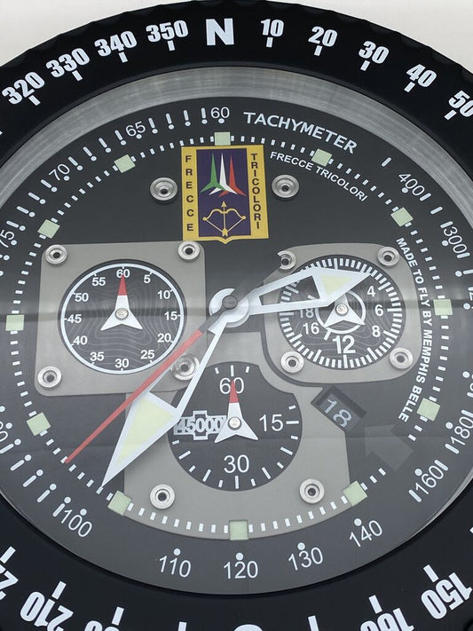 Black Analog Wall Clock with Tachymeter Design