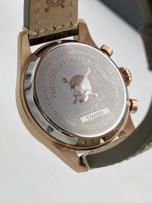 Green Dial Leather Strap Chronograph Watch